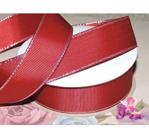 Репсовая лента 25 мм с люрексом серебро Premium, цв.  бордовый - 1м