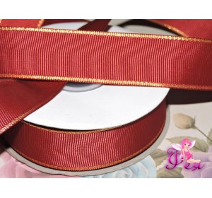 Репсовая лента 25 мм с люрексом золото Premium, цв.  бордовый  - 1м