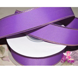 Репсовая лента 25 мм с люрексом золото Premium, цв. фиолетовый - 1м