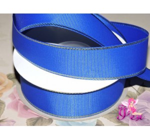 Репсовая лента 25 мм с люрексом золото Premium, цв. синий - 1м