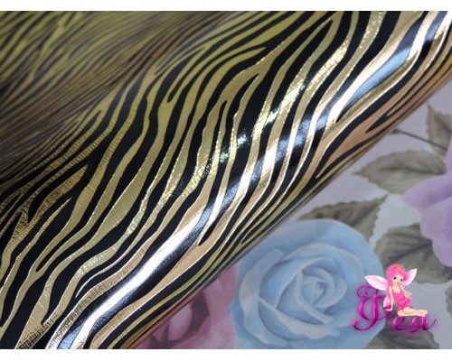 Кожзам "Тигр"  золото, черного цвета