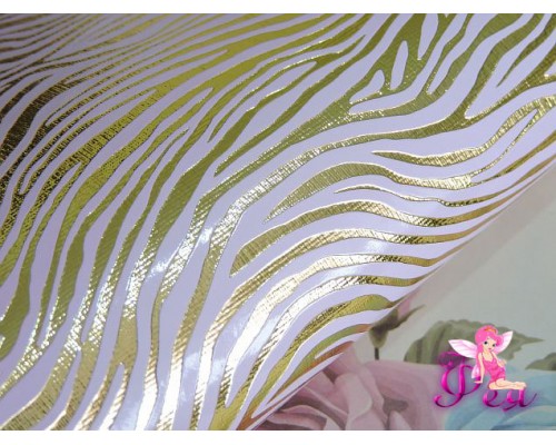 Кожзам "Тигр"  золото, розового цвета