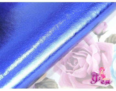 Кожзам "Металлик" , синего  цвета