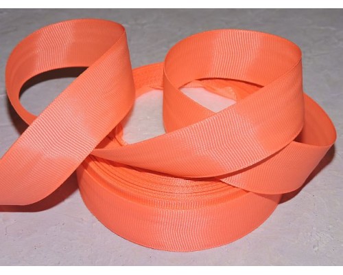 Репсовая лента 25 мм, цв. неоновой оранжевый - 1м.