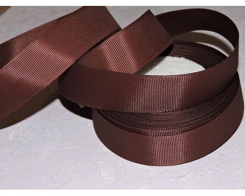 Репсовая лента 25 мм, цв. темно-коричневый - 1 м.