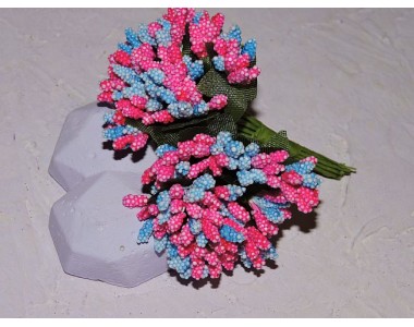 Букетик тычинок из 12 шт, цв. ярко-розово-голубой - 1 букетик.