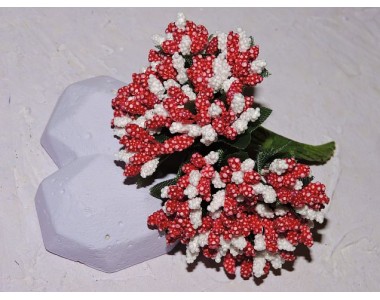 Букетик тычинок из 12 шт, цв. бело-бордовые - 1 букетик.