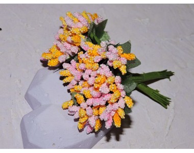 Букетик тычинок из 12 шт, цв. розово-желтый - 1 букетик.