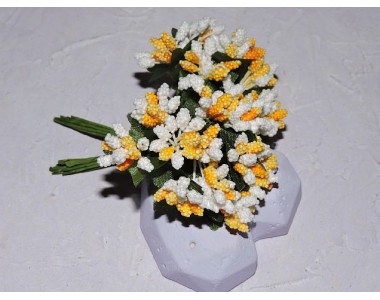 Букетик тычинок из 12 шт, цв. бело-желтый - 1 букетик.