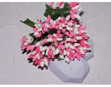 Букетик тычинок из 12 шт, цв. бело-розовый - 1 букетик.