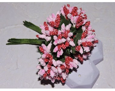 Букетик тычинок из 12 шт, цв. розово-красный  - 1 букетик.