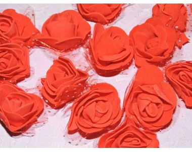 Роза 40 мм из фоамирана и органза, цв. красный - 1 шт.