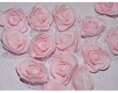 Роза 40 мм из фоамирана и органза, цв. розовый - 1 шт.