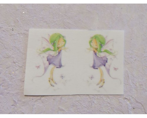Термонаклейка "Фея с зелеными волосами" высота - 2,5 см (пара)