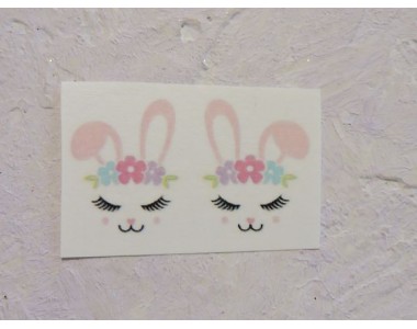 Термонаклейка "Зайка с цветочками" высота - 2,5 см (пара)