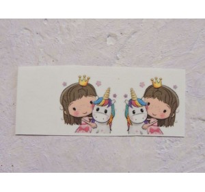 Термонаклейка "Принцесса с единорогом" высота - 2,0 см (пара)