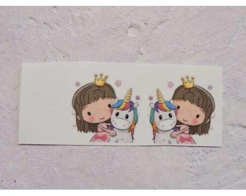 Термонаклейка "Принцесса с единорогом" высота - 2,0 см (пара)