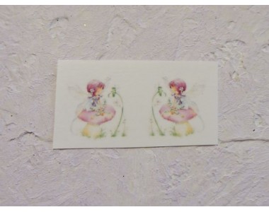 Термонаклейка "Фея на грибочке" высота - 2,0 см (пара)