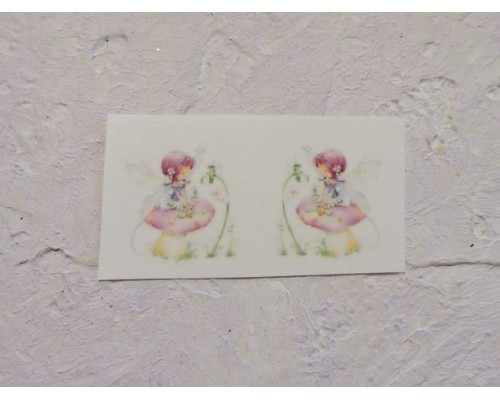 Термонаклейка "Фея на грибочке" высота - 2,0 см (пара)