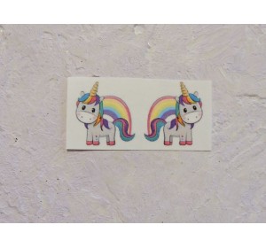Термонаклейка "Единорог с радугой" высота - 1.5 см, ширина - 2.0 см (пара)