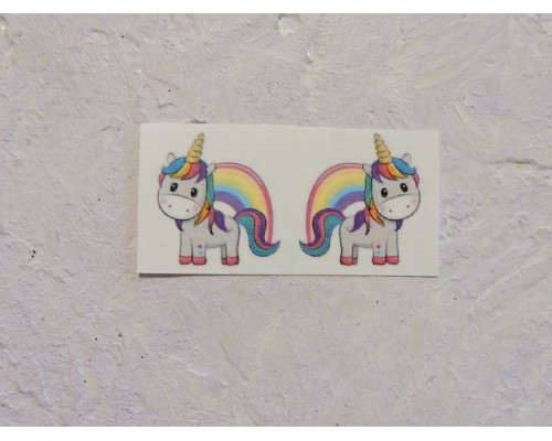 Термонаклейка "Единорог с радугой" высота - 1.5 см, ширина - 2.0 см (пара)