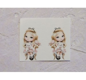 Термонаклейка "Девочка с котиком" высота - 2.0 см, ширина - 1,5 см (пара)