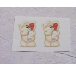 Термонаклейка "Мишка с розой" высота - 2.5 см, ширина - 1,5 см (пара)