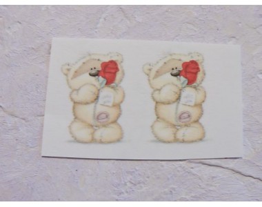 Термонаклейка "Мишка с розой" высота - 2.5 см, ширина - 1,5 см (пара)