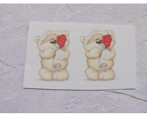 Термонаклейка "Мишка с розой" высота - 2.5 см, ширина - 1,5 см (пара)