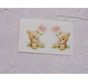 Термонаклейка "Мишка с цветочком" высота - 2.5 см, ширина - 1,5 см (пара)