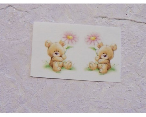 Термонаклейка "Мишка с цветочком" высота - 2.5 см, ширина - 1,5 см (пара)