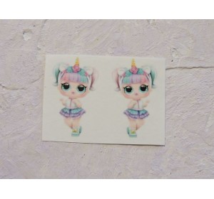 Термонаклейка "ЛОЛ единорог" высота - 2.5 см, ширина - 1,5 см (пара)
