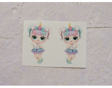Термонаклейка "ЛОЛ единорог" высота - 2.5 см, ширина - 1,5 см (пара)