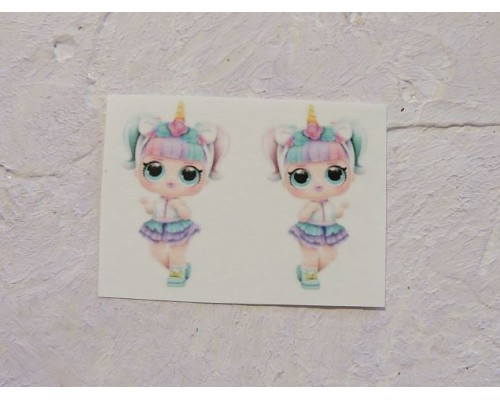 Термонаклейка "ЛОЛ единорог" высота - 2.5 см, ширина - 1,5 см (пара)