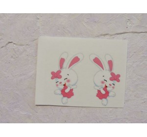 Термонаклейка "Зайка в розовом платье" высота -2.5 см (пара)