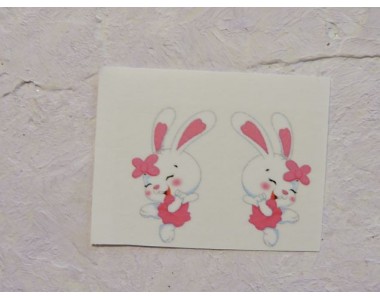 Термонаклейка "Зайка в розовом платье" высота -2.5 см (пара)
