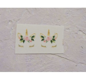 Термонаклейка "Единорог с розами" высота - 2.0 см, ширина - 1,5 см (пара)