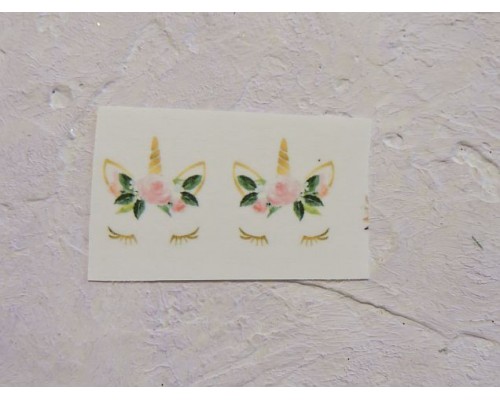 Термонаклейка "Единорог с розами" высота - 2.0 см, ширина - 1,5 см (пара)