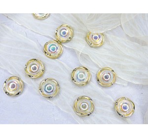 Кабошон флоризель пластик, цв. светлое золото - 1 шт.