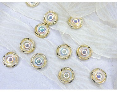 Кабошон флоризель пластик, цв. светлое золото - 1 шт.