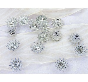 Кабошон флоризель пластик 14 мм, цв. серебро - 1 шт.