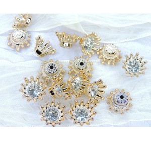 Кабошон флоризель пластик 14 мм, цв. золото - 1 шт. 