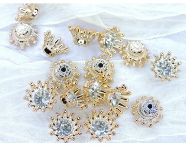 Кабошон флоризель пластик 14 мм, цв. золото - 1 шт.