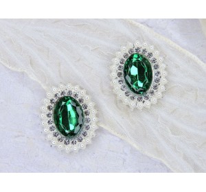 Серединка ювелирная 2*2,5 см, цв. зеленый - 1 шт.