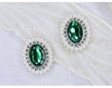 Серединка ювелирная 2*2,5 см, цв. зеленый - 1 шт.