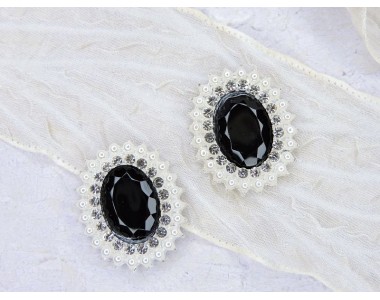 Серединка ювелирная 2*2,5 см, цв. черный - 1 шт.