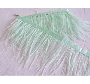Перья страуса на ленте, цв. светло-аквамариновый - отрез 25 см