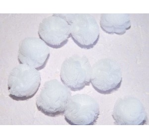 Помпон из фатина 2,5 см, цв. белый - 1 шт.