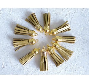 Кисточка замшевая с золотым колпачком 3,8 см, цв. золото - 1 шт.