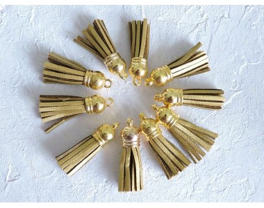 Кисточка замшевая с золотым колпачком 3,8 см, цв. золото - 1 шт.